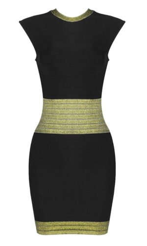Luciana Black Yellow Mini Bandage Dress