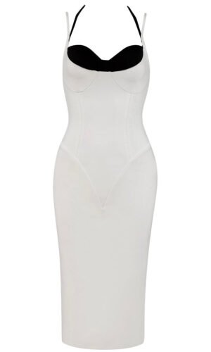 Daniella White Spaghetti Strap Midi Dress