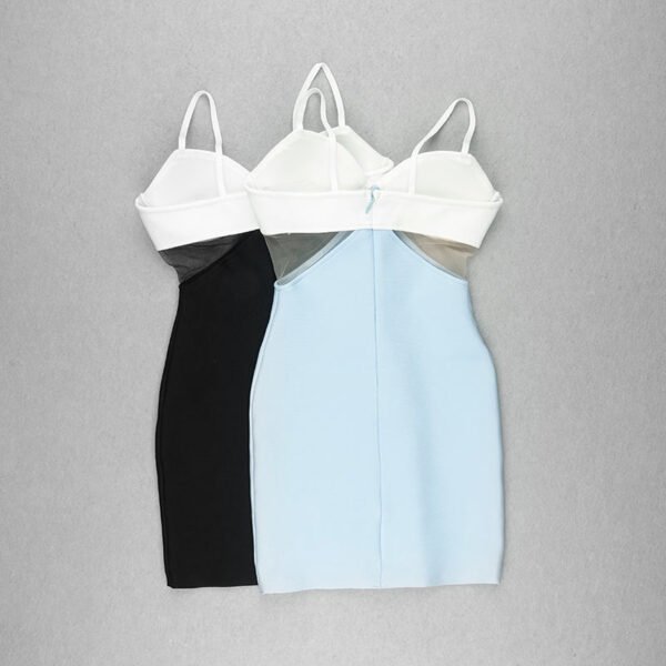 Kate Light Blue White Spaghetti Strap Mini  Dress - Image 6