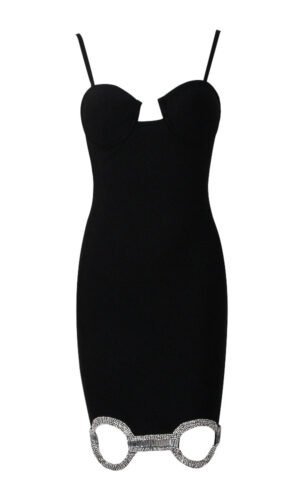Ramona Black Rhinestone Hem Mini Dress
