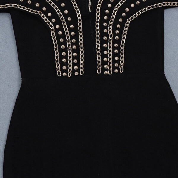 Malysa Black Mini Metal Studded Bandage Dress - Image 8