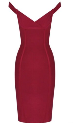 Macie Red Off Shoulder Bandage Dress