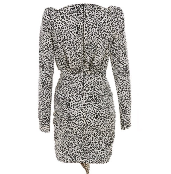 Itzayana Black Long Sleeve Mini Leopard Print Dress - Image 2