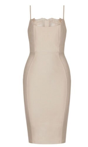 Margaret Spaghetti Strap Midi Dress with Lace Insert