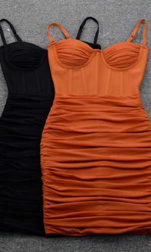 Scarlette Mini Black Spaghetti Strap Mesh Dress