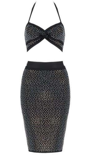 Máirin Sleeveless Mini Rhinestone Two Piece Dress
