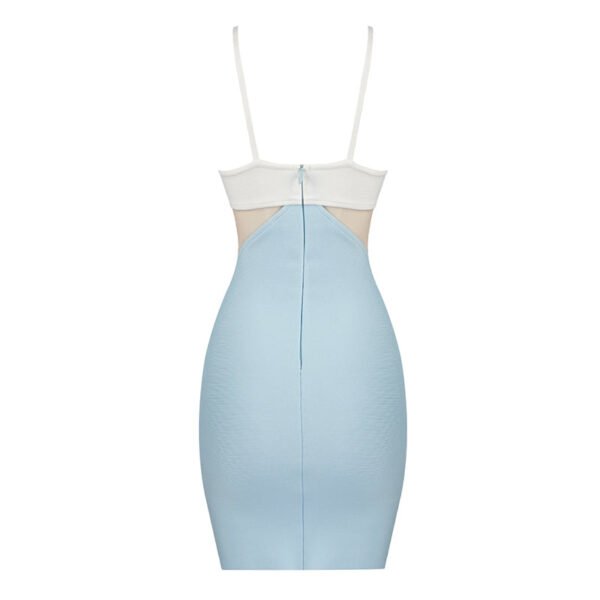 Kate Light Blue White Spaghetti Strap Mini  Dress - Image 2