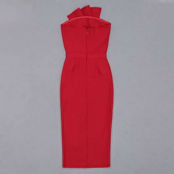 Kendra Strapless Red Midi Dress - Image 10