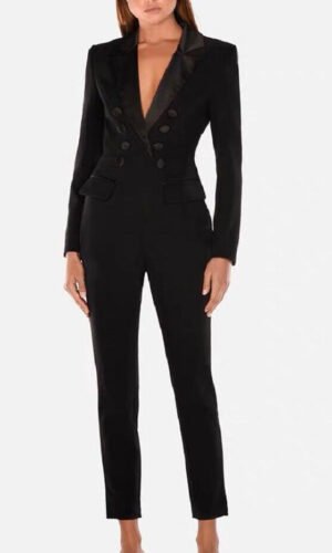 Ophelya Black Party Jumpsuit with Back Cut Out Design