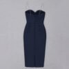 Aleena Navy Blue Rhinestone Straps Midi Dress - Image 8