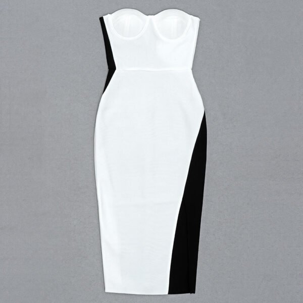 Kailani Black White Strapless Midi Dress - Image 12