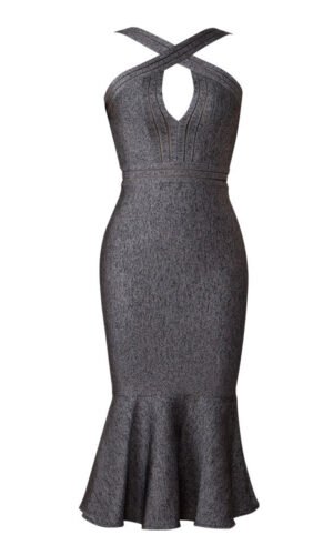 Mallory Stunning V Neck Fishtail Strap Dress