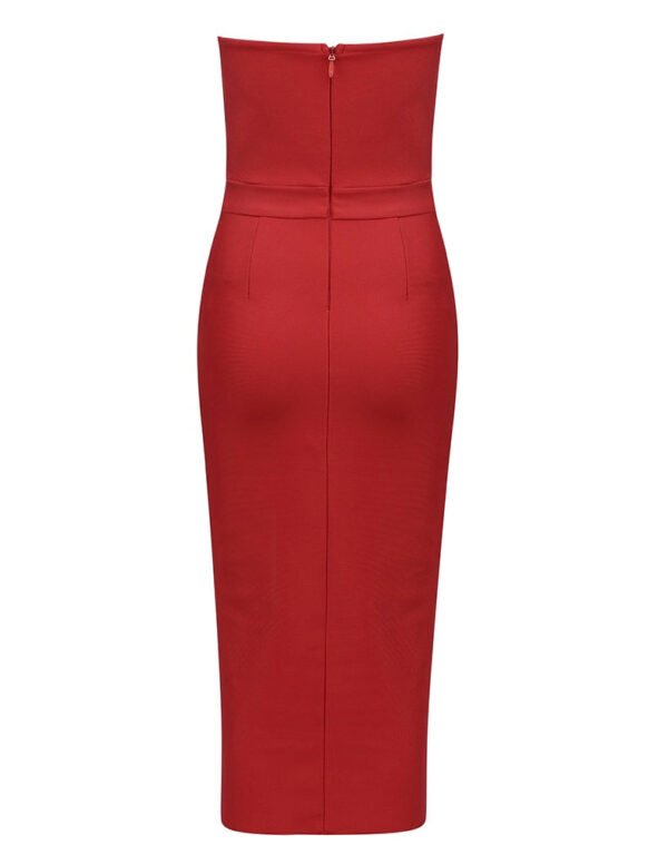 Kendra Strapless Red Midi Dress - Image 3