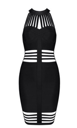 Lacey Sexy Black Halter Bandage Dress