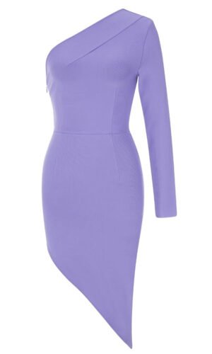 Charlotte Purple One Sleeve Asymmetric Mini Dress