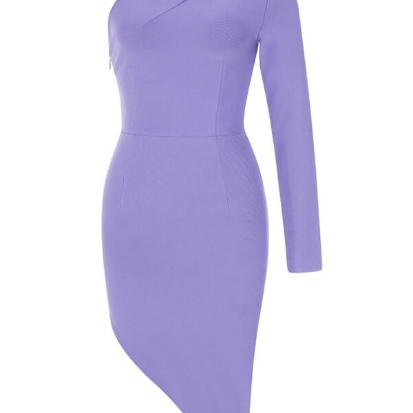 Charlotte Purple One Sleeve Asymmetric Mini Dress