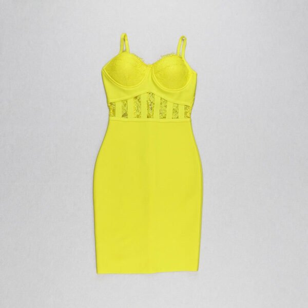 Kairi Yellow Spaghetti Strap Dress with Lace and Bandage - Image 8