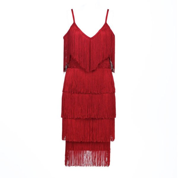 Janana Red Tassel Bandage Dress - Image 10