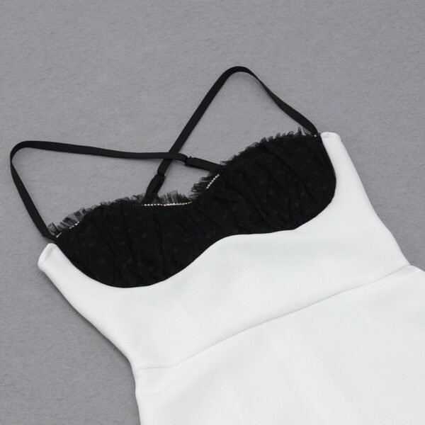 Jemma Black White Mesh Bustier Mini Dress - Image 6