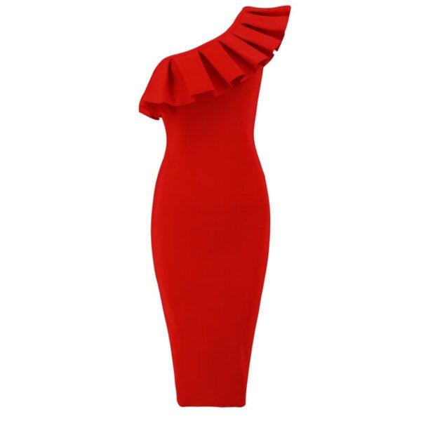 Jemma Red One Shoulder Strap Bandage Dress - Image 2