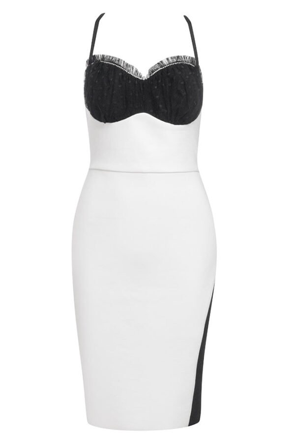 Jemma Black White Mesh Bustier Mini Dress