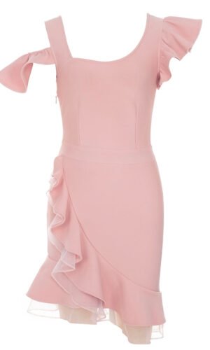 Emberlynn Pink Sleeveless Mini Ruffle Detail Dress