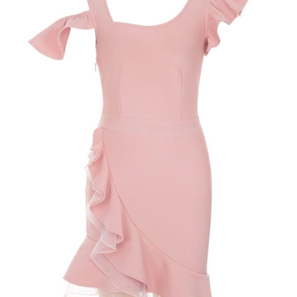 Emberlynn Pink Sleeveless Mini Ruffle Detail Dress