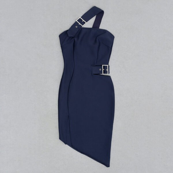 Flora Blue One Strap Asymmetric Mini Dress - Image 4