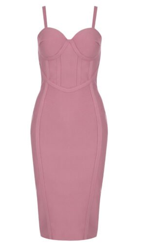 Mary Pink Strap Corset Midi Dress