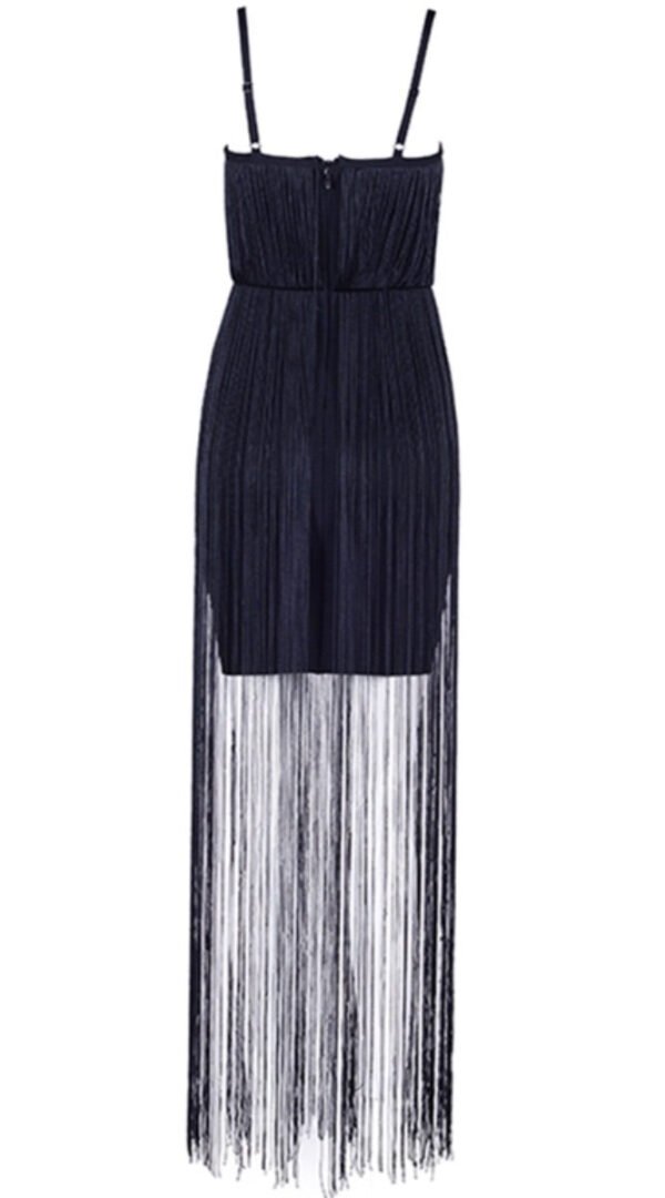 Maia Black Fringe Dress - Image 3