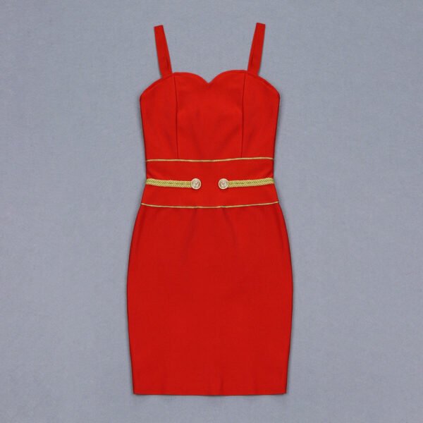 Karima Red Spaghetti Strap Mini Bandage Dress - Image 5