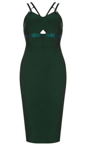 June Sleeveless Strappy Midi Green Dress