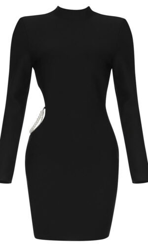 Gwyneth Black Long Sleeve Cutout Side Mini Dress