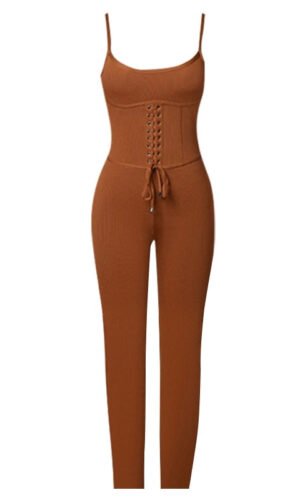 Trinity Sleeveless Rust Full Length Jumpsuit