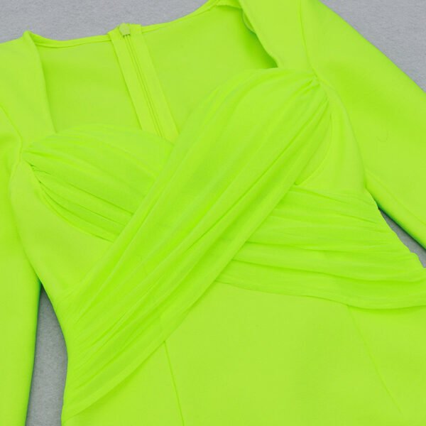 Angela Long Sleeve Neon Green Mini Dress - Image 14