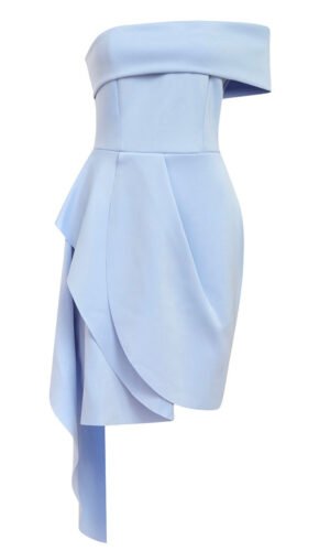 Kennedi Off Shoulder Mini Blue Dress