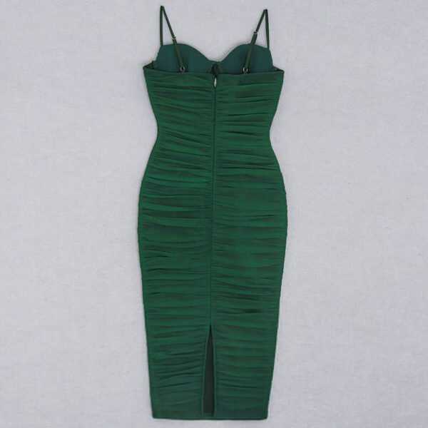 Everleigh Green Bustier Ruched Midi Dress - Image 7