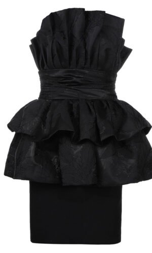 Madelyn Black Strapless Frill Two Piece Dress Set