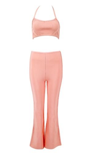 Kataleya Pink Pants Set with Crop Top