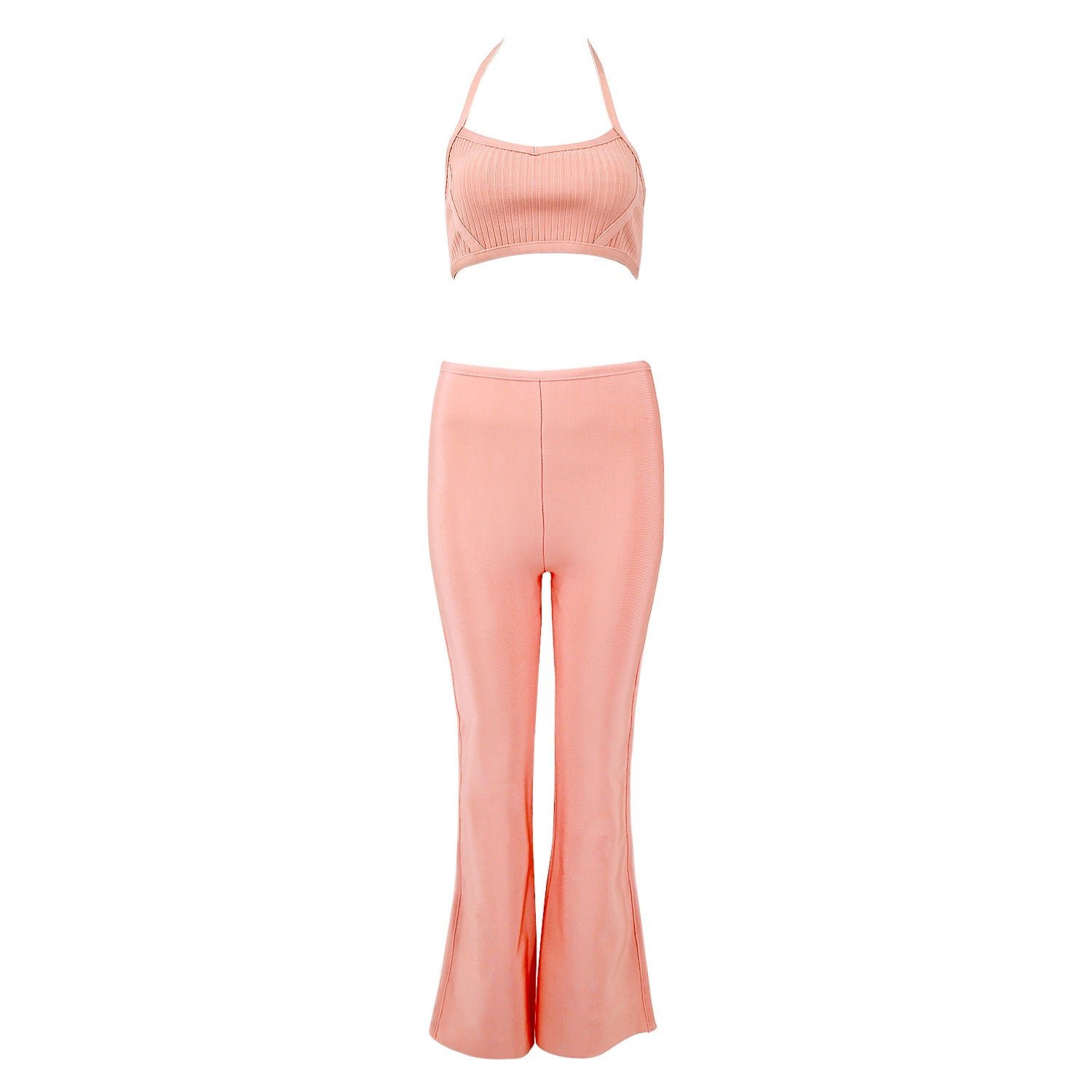 Kataleya Pink Pants Set with Crop Top