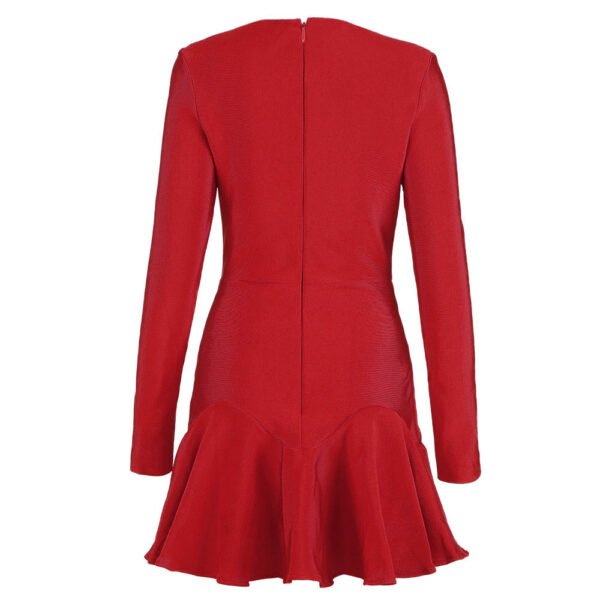 Isabella Red Long Sleeve Mini Dress - Image 4