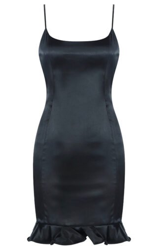 Lyric Sexy Spaghetti Strap Black Mini Dress