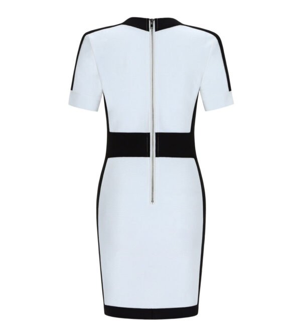 Georgina Black White Short Sleeve Mini Bandage Dress - Image 4