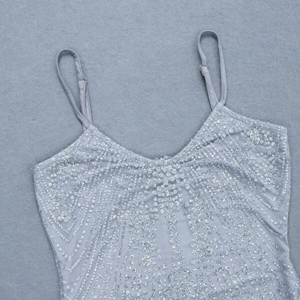 Jaylinn Silver Mesh Spaghetti Strap Dress - Image 6