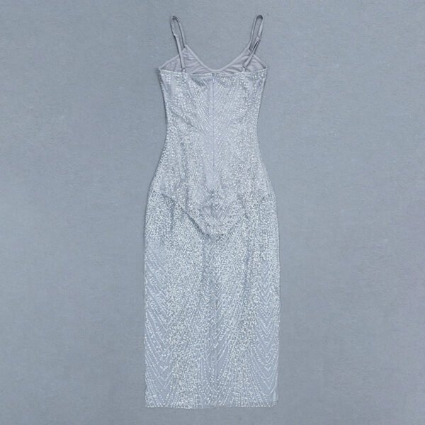 Jaylinn Silver Mesh Spaghetti Strap Dress - Image 4