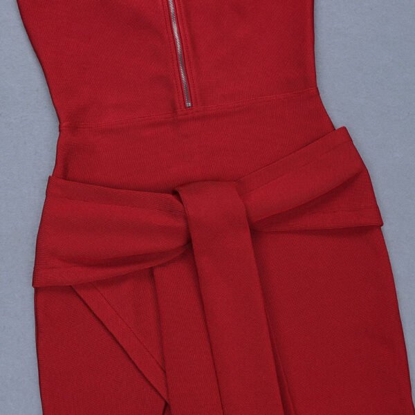 Lilly Red Tie Detail Bandage Dress - Image 5