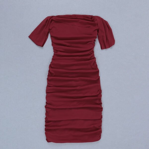 Nicoline Sexy Off Shoulder Midi Dress- Burgundy - Image 5