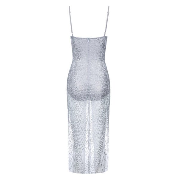 Jaylinn Silver Mesh Spaghetti Strap Dress - Image 2