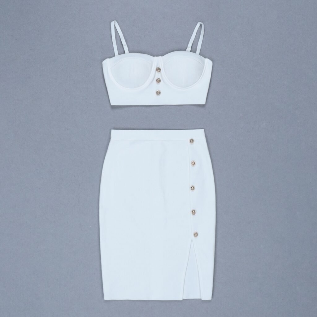 Maree White Crop Top with Long Skirt