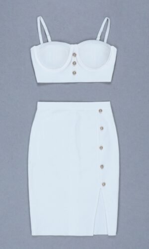 Maree White Crop Top with Long Skirt
